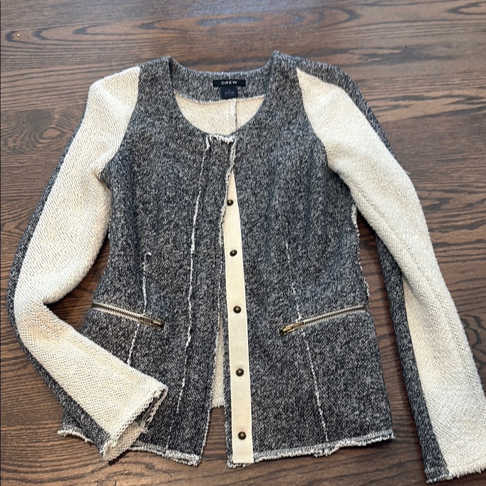 DREW Black and Cream Knit Jacket